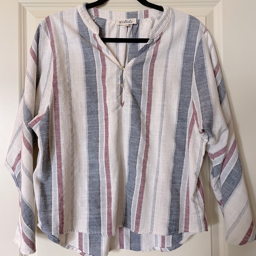 Multicolor linen top, medium